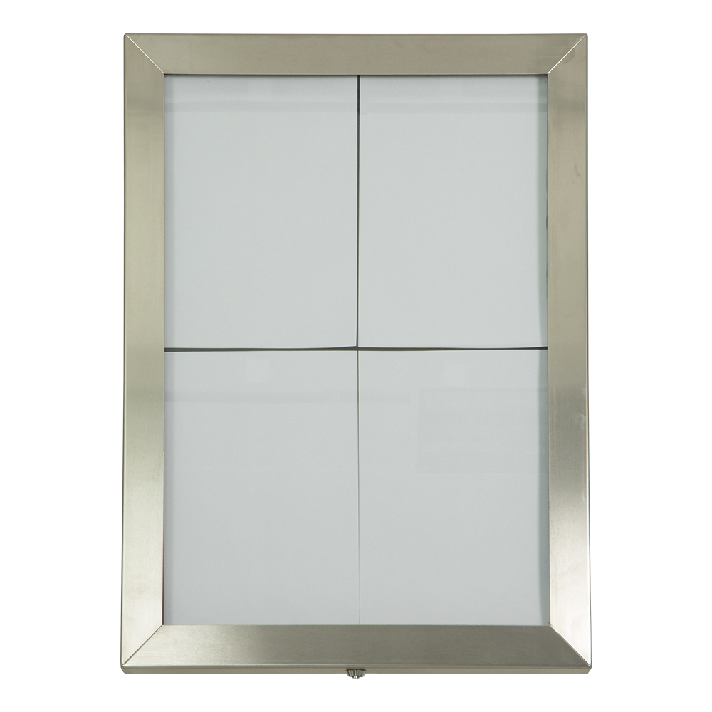 [15317] LED Lys-displaykasse, Securit, "Classic", inkl. strømstik, 4xA4, 69,7x53,3x5,5 cm, vejrbestandigt stål, (1 stk.)