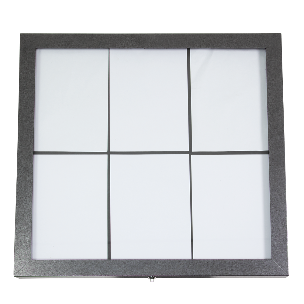 [15319] LED Lys-displaykasse, Securit, coated steel, inkl. Strømstik, 67,2x70,2x4,6 cm, 6xA4, lakeret stål, sort, (1 stk.)