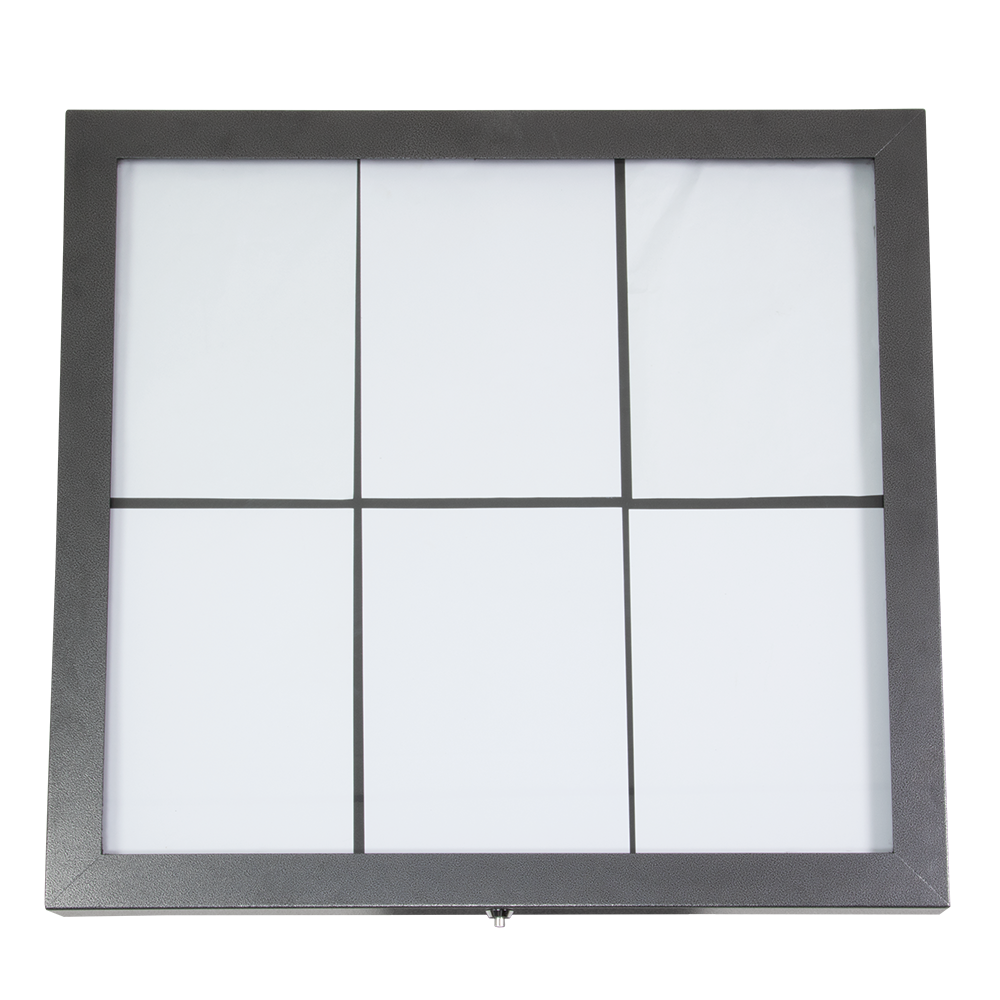 [15319] LED Lys-displaykasse, Securit, coated steel, inkl. Strømstik, 67,2x70,2x4,6 cm, 6xA4, lakeret stål, sort, (1 stk.)