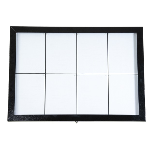 [15321] LED Lys-displaykasse, Securit, "Black Star", XXL, inkl. strømstik, 8xA4, 92x67x5,5 cm, hammerlakeret stål/glas, sort, (1 stk.)