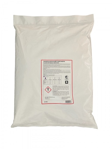 Vaskepulver til vask af mopper, klude og tøj, svanemærket, parfumefri, uden blegeeffekt, 10kg, (1 stk.)