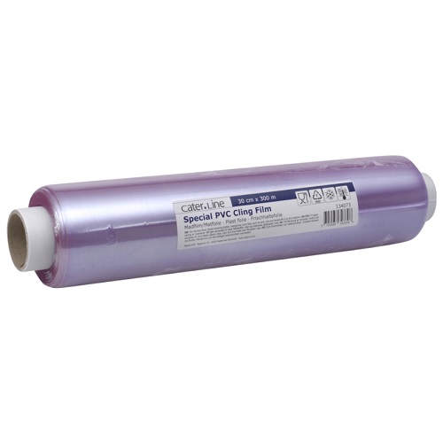 Madfilm, 300m x 29cm, 7 my, lilla, PVC, uperforeret, (4 stk.)