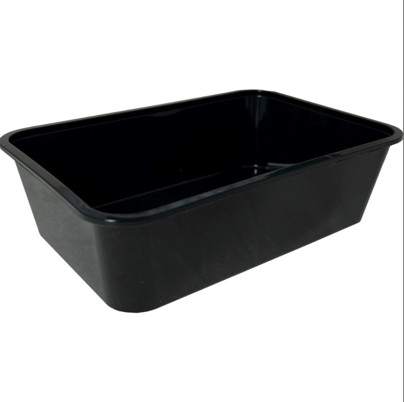 [10846] Plastbakke, Nudelbakke, 16,9x11,6x4,8cm, 650 ml, sort, PP, 1-rums, tilhørende 10986, kan bruges i mikroovn, (500 stk.)