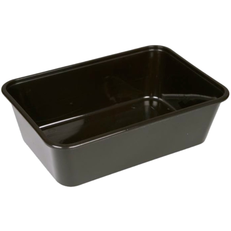 [10845] Plastbakke, Nudelbakke, 16,9x11,6x5,3cm, 750 ml, sort, PP, 1-rums, til mikroovn, tilhørende 10986, (500 stk.)