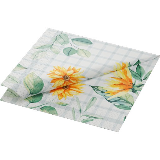 Frokostserviet, 3-lags, 33x33cm, "Sunflower day", Duni, (500 stk.)