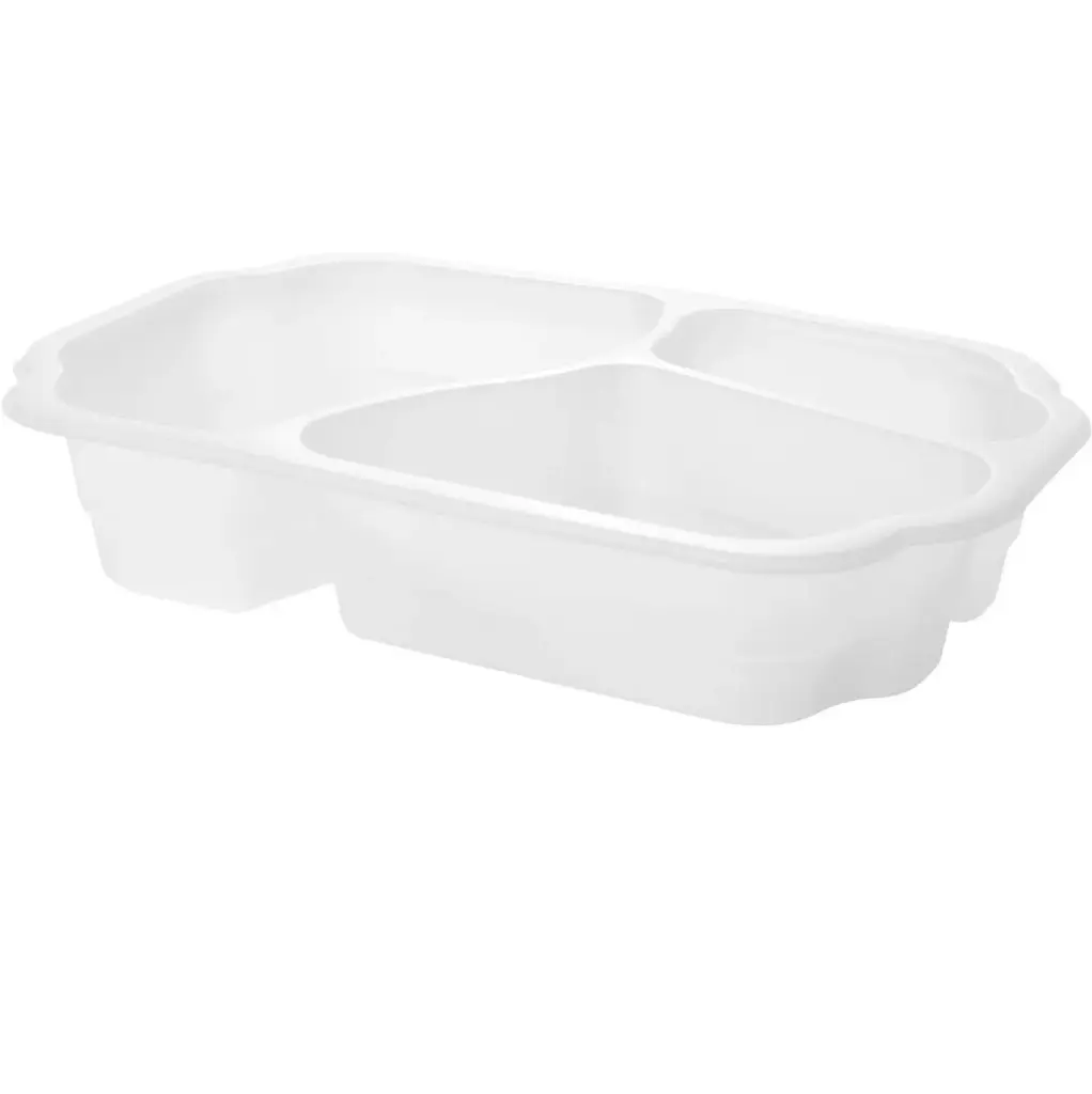 Bakke, take-away, bio, hvid, 3-rums, 250x159x48mm, Duni, (246 stk.)