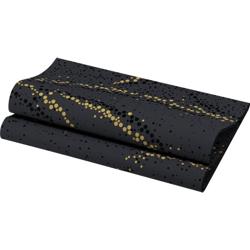 Middagsserviet, 40x40cm, Dunisoft, "Golden Stardust Black", Duni, (360 stk.)