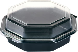 Skål, Octaskål, PS, mikroovn, sort/transparent, 190x190x71mm, Duni, (180 stk.)