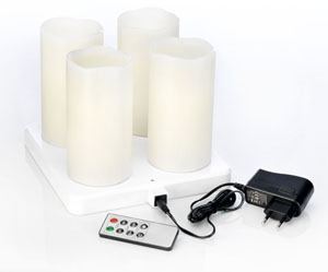 Genopladelige LED-Bloklys, 220x75mm, udendørs varm, hvid, Duni, (1 stk.)