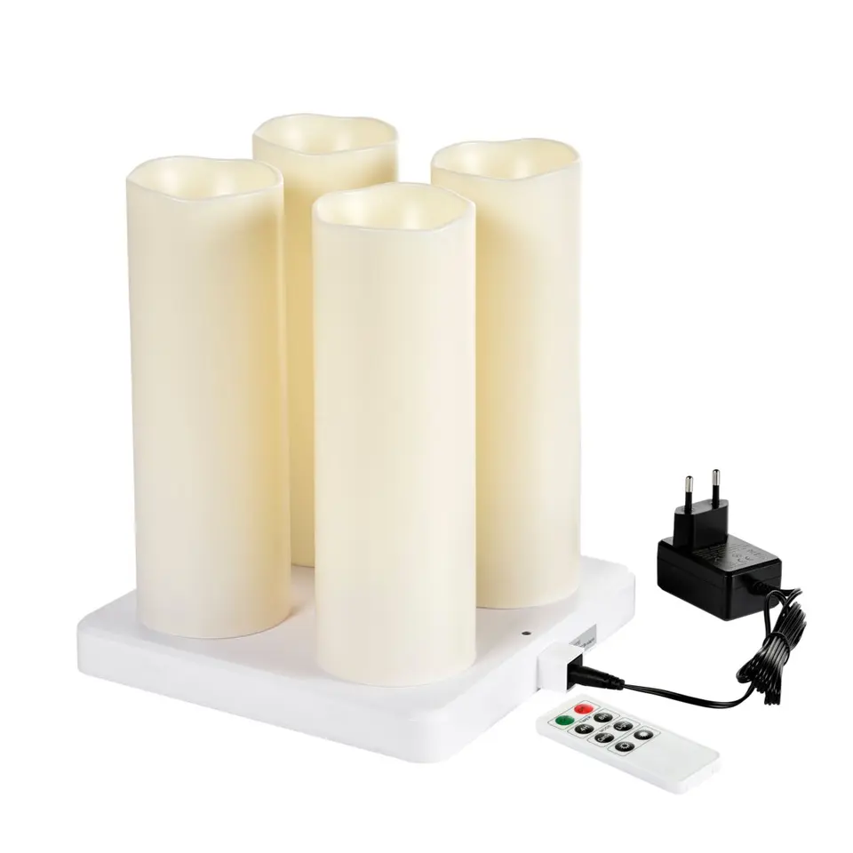 [16586] Genopladelige LED-Bloklys, 220x75mm, udendørs varm, hvid, Duni, (1 stk.)