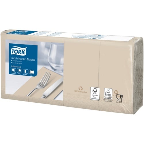 [10892] Frokostserviet, Tork Advanced, 2-lags, 1/8 fold, 33x33cm, natur, genbrugspapir, 477351, (2000 stk.)