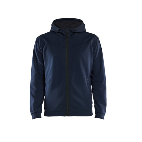 [17517-XS] Hættetrøje full-zip, i farven Mørk Marineblå/sort, Blåkläder, (1 stk.) (XS)