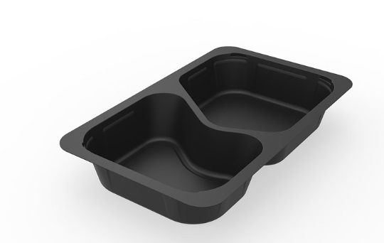 Bakke, 1/4GN, PP/Mineral, sort, 2-rums, 263x161x43mm, Duni, (225 stk.)
