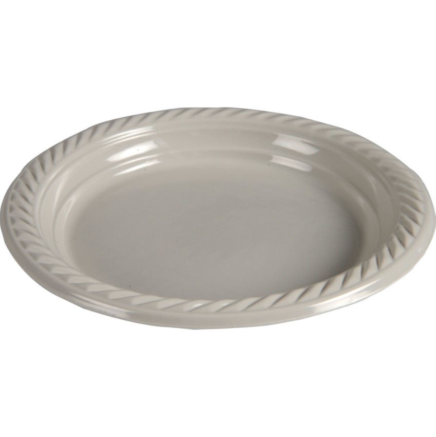 Flergangs tallerkener, Ø18cm, lysegrå, PP, (400 stk.)