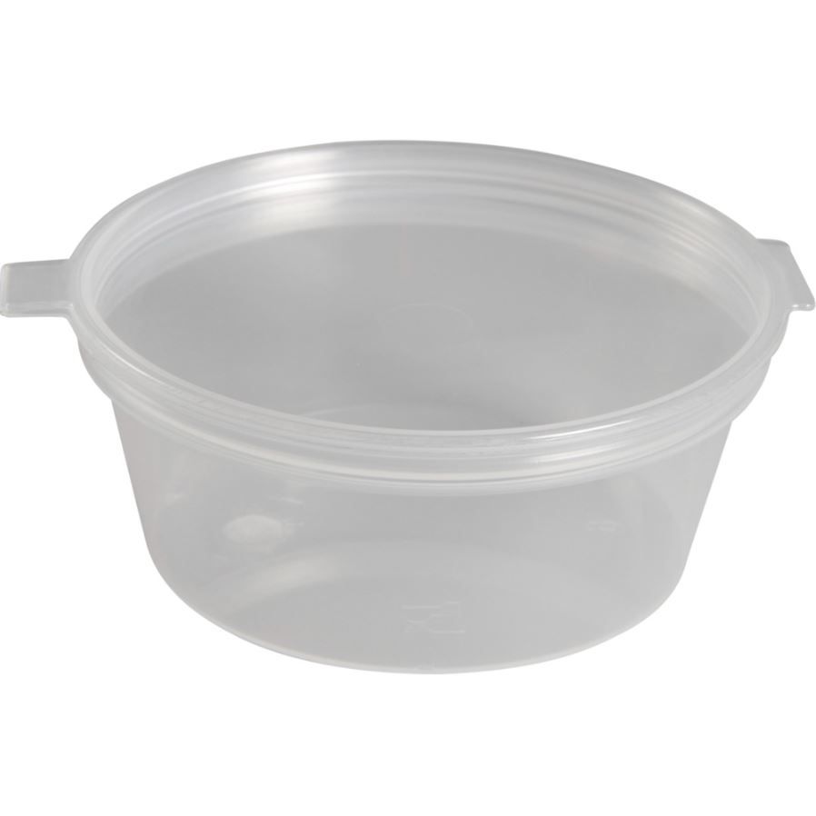 [10964] Dressingbæger, 2,5cm, Ø7cm, 60 ml, klar, PP, med hængslet låg, (1000 stk.)