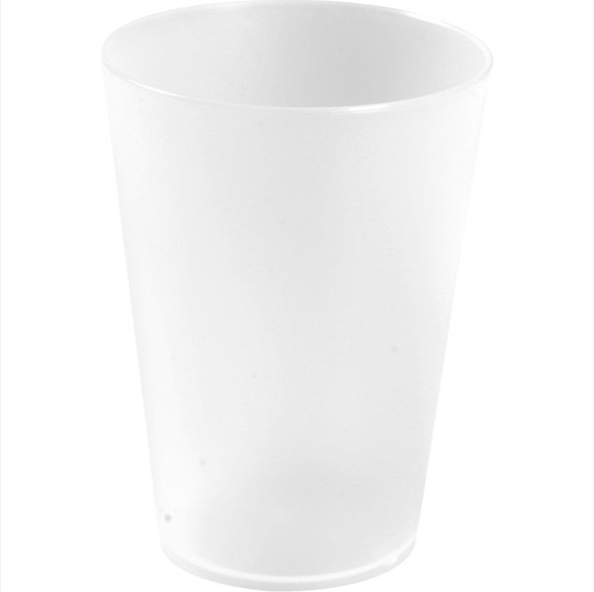 Flergangsdrikkeglas, 10,5cm, Ø7,7cm, 300ml, 350ml, frosted hvid, PP, (96 stk.)