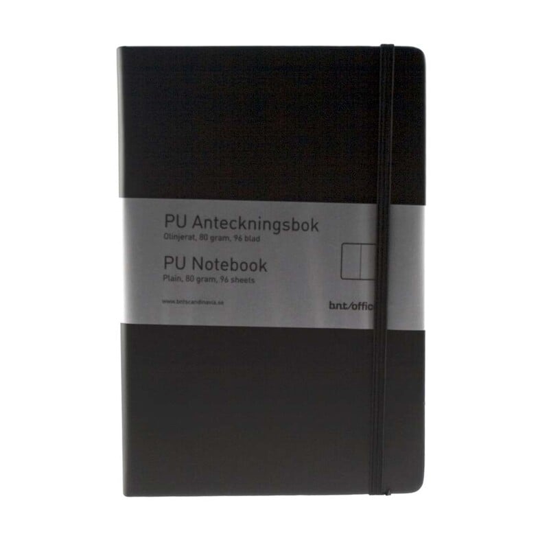[17222] Notesbog, BNT, sort, A5, ulinjeret, 96bl, 80g, (1 stk.)
