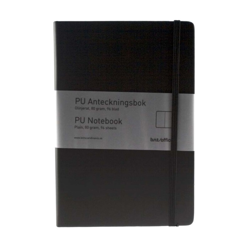 [17222] Notesbog, BNT, sort, A5, ulinjeret, 96bl, 80g, (1 stk.)