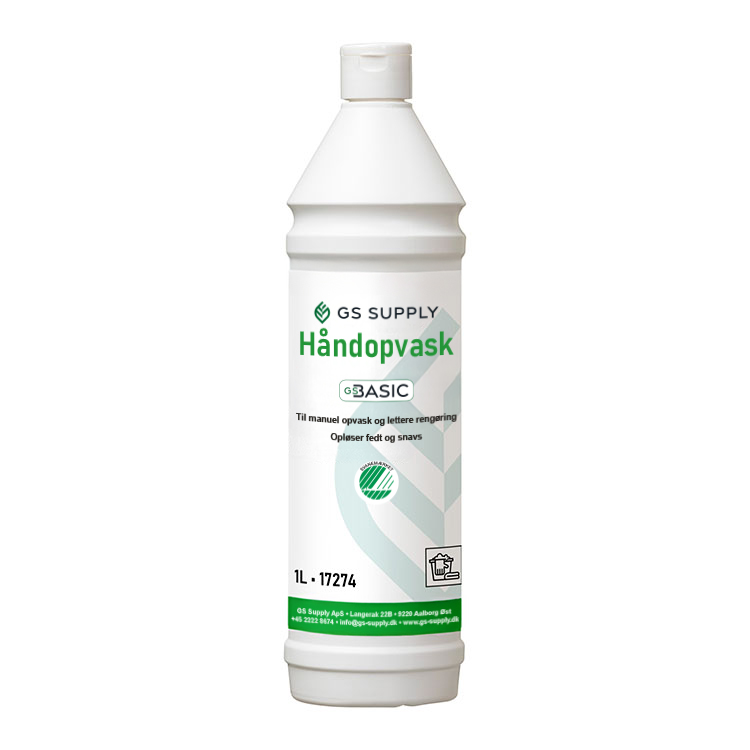 Håndopvask, GS-Basic, Svanemærket, 1-Liter, uden farve og parfume, (1stk.)