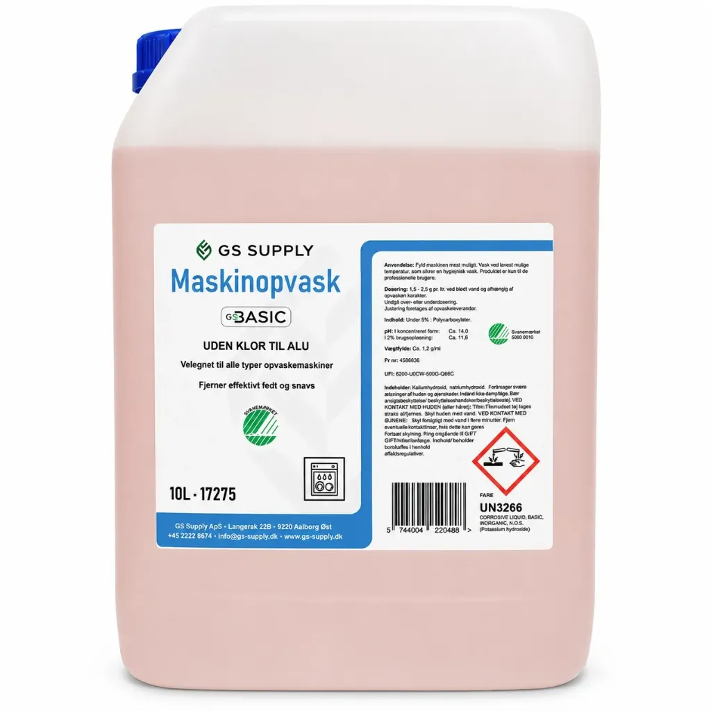 [17275] Maskinopvask uden klor, GS-Basic, Svanemærket, alusikker, 12kg/10-Liter (1 stk.)