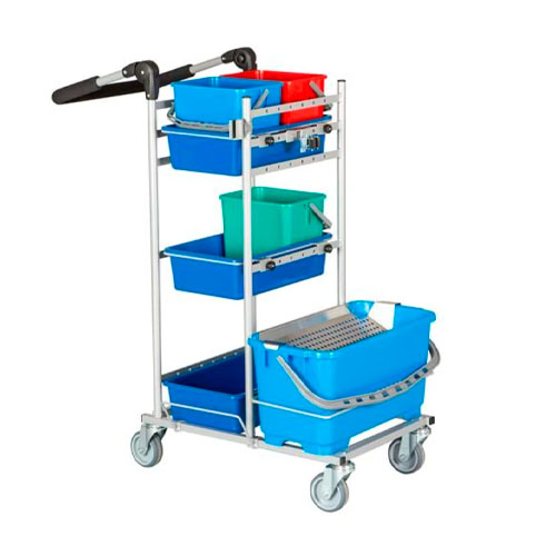 [17318] Rengøringsvogn, drypsystem, m/ 3 6ltr.spd, lille model, Tina Trolleys, (1 stk.)
