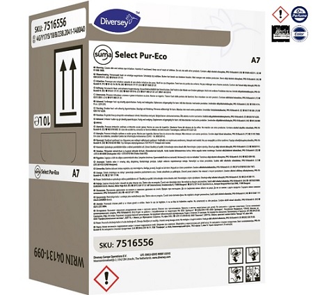 Afspændingsmiddel, Diversey Suma Select Pur-Eco A7, 10 l, SafePack, med farve, uden parfume, (1 stk.)