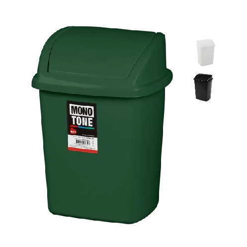 [11002] 4,45L affaldsspand med sving låg, 16,5x20x28,5cm, grøn/hvid/sort, plast, forberedt til vægmontering, (1 stk.) (Grøn)