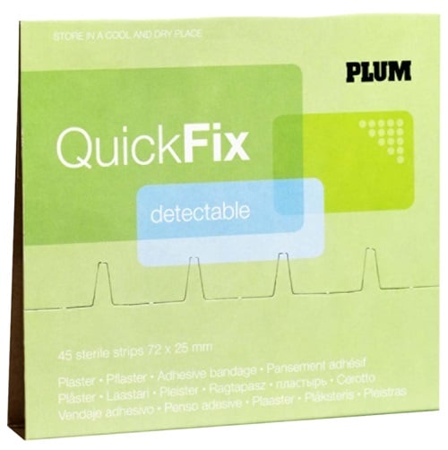 [17470] Hæfteplaster, QuickFix, 7,2x2,5cm, blå, 6 pakker á 45 stk. plaster, sporbart, Plum Safety, 5513, (6 pakker.)