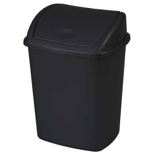 [11013] Affaldsspand, 23,5x30x40,5cm, 15 l, sort, plast, med sving låg, forberedt til vægmontering, (1 stk.)