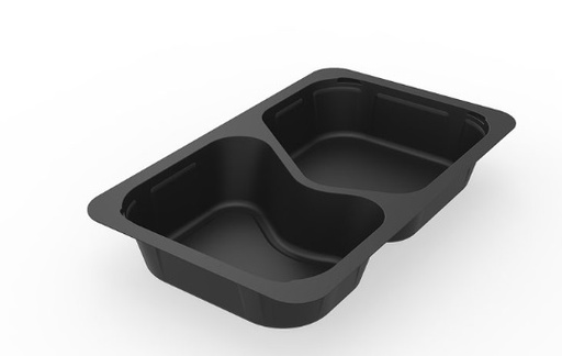 [16988] Bakke, 1/4GN, PP/Mineral, sort, 2-rums, 263x161x43mm, Duni, (225 stk.)