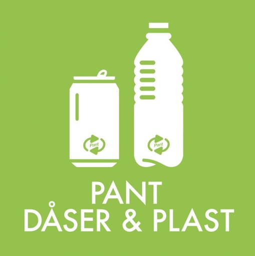 [11043] Piktogram til pant dåse og plast, 12x12cm, grøn, folie, selvklæbende, (1 stk.)