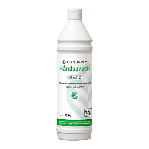 [17274] Håndopvask, GS-Basic, Svanemærket, 1-Liter, uden farve og parfume, (1stk.)
