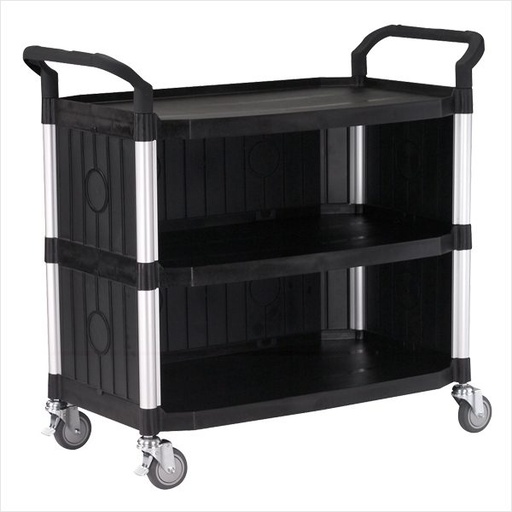 Rullebord med 3 hylder og 3 sider, 52x110x102h cm, sort eller lysegrå, (1 stk.)