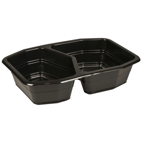 [10778] Plastbakke, Duni, 21,5x14,8x5cm, 940 ml, 540/400 ml, sort, PP, 2-rums, (312 stk.)