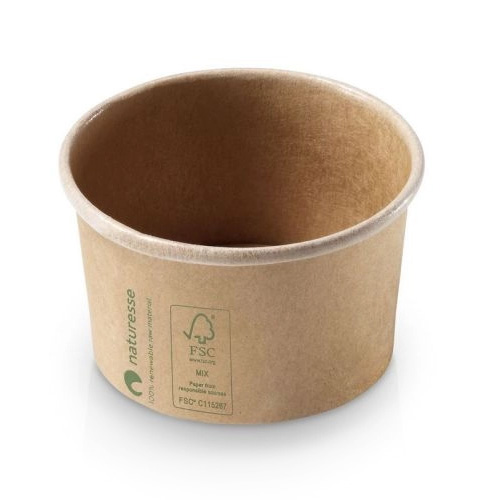 [19167] Naturesse, Portionsbæger i Kraft karton/PLA, 120ml / 3oz, Ø75x45mm, brun, Tilhørende: 10609 (1.000 stk.)