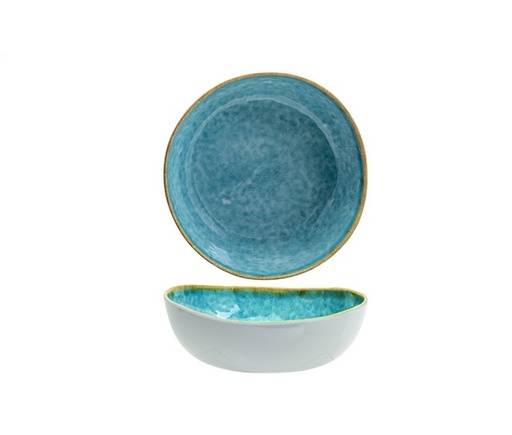 [20941] Salatskål, Ø21x6cm, melamin, hvid/grønblå, ubrydelig, LAGUNA AZZURRO, (1 stk.)