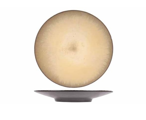 [21025] Desserttallerken, rund, Ø22x3cm, lysebrun, stentøj, DIVINE MOON, (24 stk.)