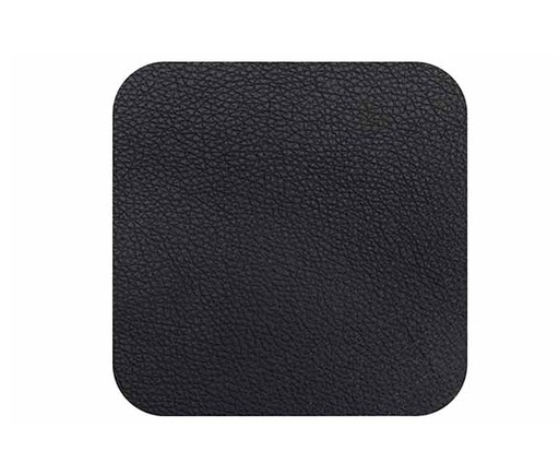 [21159] Bordskåner til glas og kopper, 10x10cm, sort, læder, (4 stk.)