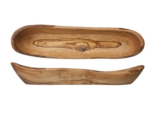 [21182] Serveringsfad i træ, 32-38x9-14cm, oliventræ, (1 stk.)