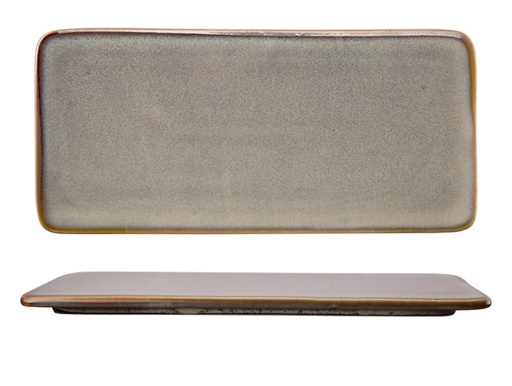 [21300] Serveringsfad, rektangulær 26,4x12,3cm, grå/blå, stentøj, ARARAT, (1 stk.)