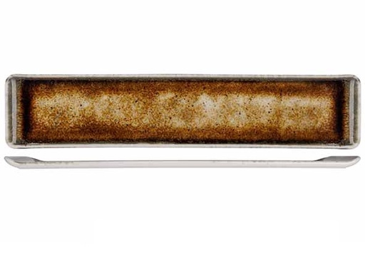 [21304] Serveringsfad, 46x9,5cm, rektangulær, brun, porcelæn, IRIS, (6 stk.)