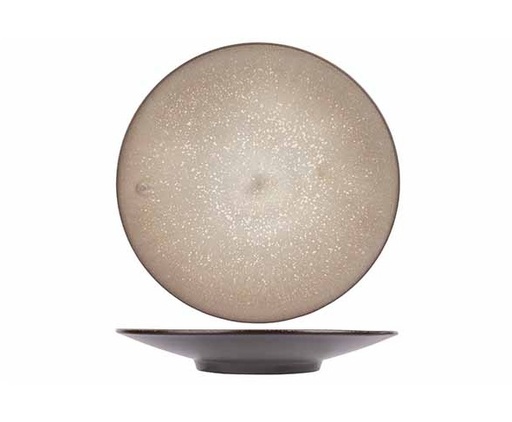 [21338] Middagstallerken, rund, Ø28x4cm, brun, stentøj, DIVINE EARTH, (3 stk.)