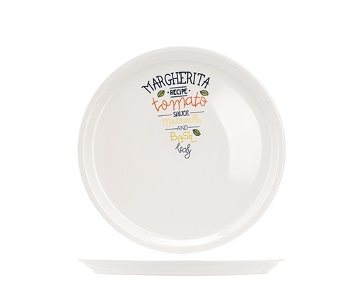 [21350] Pizzatallerken med motiv, Ø30cm, dekoreret, hvid, stentøj, MARGARITA RECIPY, (6 stk.)