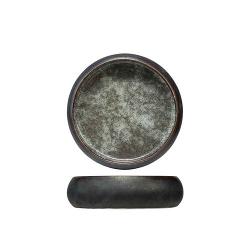 [21364] Lille serveringsskål, Ø11,5x4,3cm, grå/grøn, stentøj, ISTRA, (8 stk.)