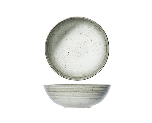 [21398] Skål, hvid/natur-farvet, Ø21x7cm, stentøj, SPLENDIDO, (3 stk.)