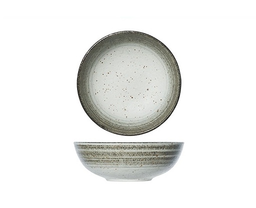 [21418] Skål, hvid/natur-farvet, Ø16,5x5,8cm, stentøj, SPLENDIDO, (5 stk.)