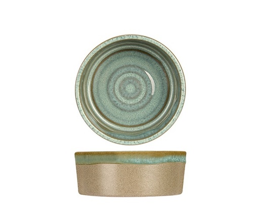 [21506] Serveringsskål, Ø10x3,7cm, grøn/guld, BASALT - DESIGN BY CHARLOTTE, (6 stk.)
