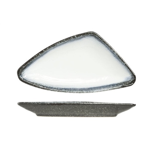 [21515] Frokosttallerken, 20x10x2cm, stentøj, trekantet, lys-farve, (5 stk.)