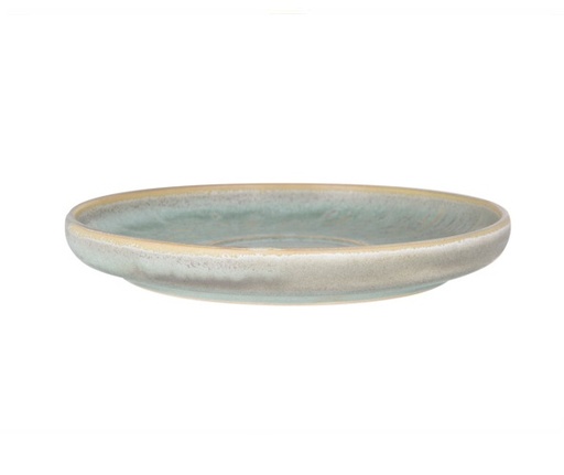 [21529] Brødtallerken, stentøj, rund, Ø12,5x1,1cm, sandfarvet/grøn, NAVAJO, (6 stk.)