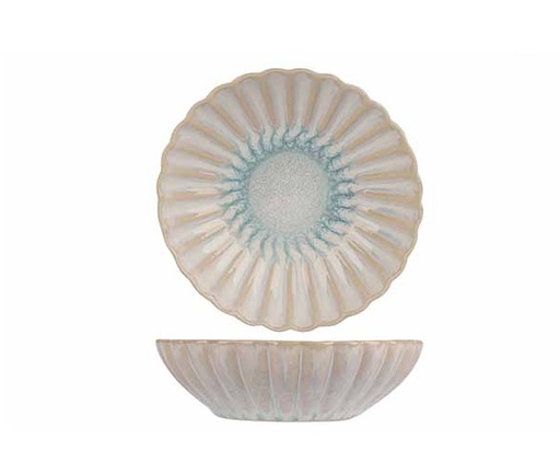 [21547] Serveringsskål, rund/bølget, Ø12x3,5cm, hvid/lyseblå, stentøj, ASTERA PURE, (6 stk.)